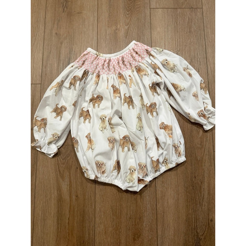 Smocked Golden Doodle Bubble 24m NWOT